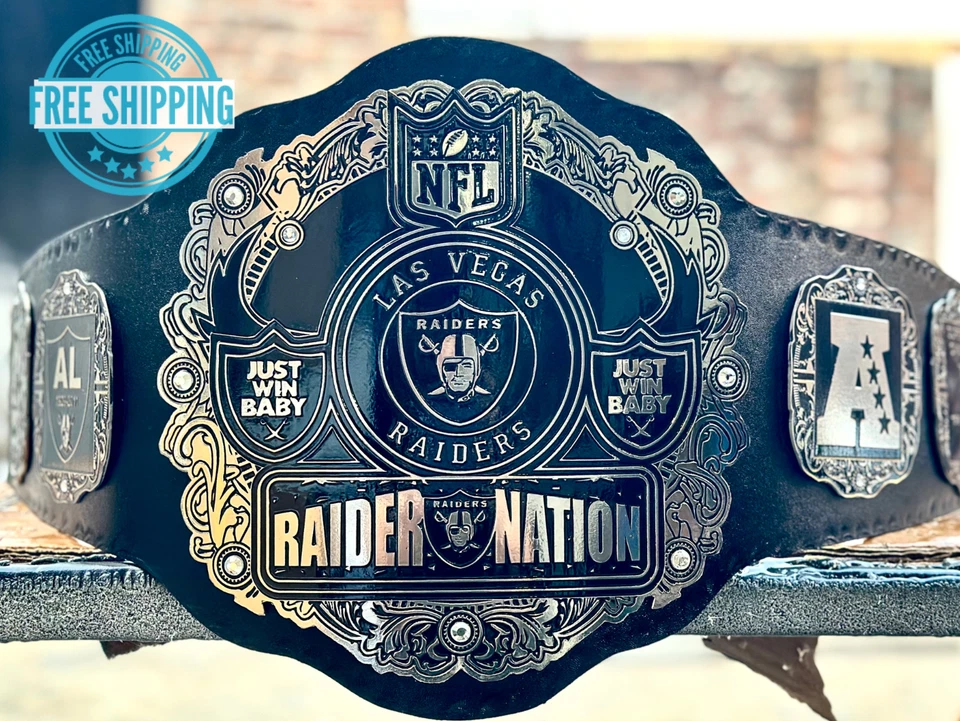 Cinturón de campeonato de fútbol americano NFL del Super Bowl de los Raiders de Las Vegas 2 mm de latón Foto 1 de 4