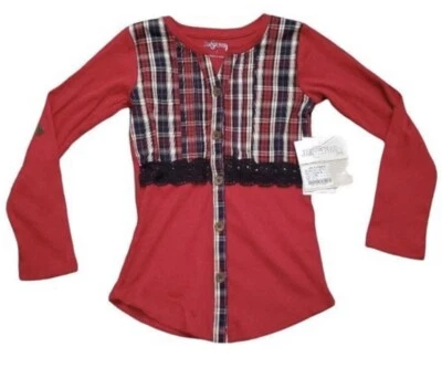 NUEVO CON ETIQUETAS Jak & Peppar TWEEN Disco Gitano Rojo Carmesí Túnica a Cuadros Top Niñas 14 16 Difícil de Encontrar Foto 1 de 4