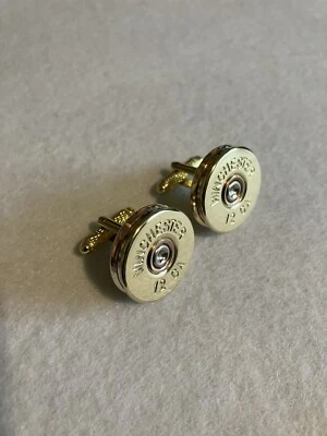 Winchester shotgun shell cartridge cap cufflinks clay and game shooting wedding - Image 1 of 4