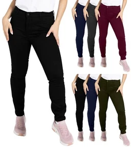 Ladies Chino Casual Cotton Stretch Skinny Fit Comfortable Full Pant Size 4-16 - Picture 1 of 51