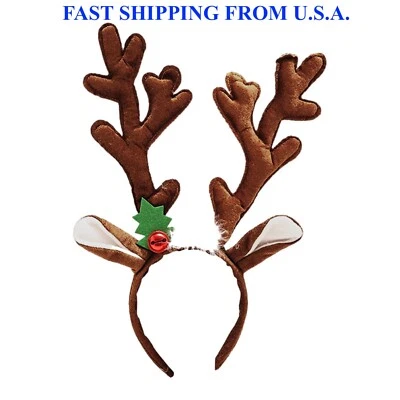 Reindeer Antler Headband ONE SIZE Christmas Costume Headpiece For Holiday Party - Image 1 of 2