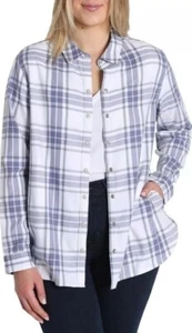 Jachs Girlfriend Women S Top Super Soft Feel Flannel Shirt Long Sleeve Shacket - Picture 1 of 6