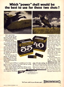 Browning Shotgun Shells Power Quail Hunting Duck Man Dog Country Print Ad 1973 - Picture 1 of 4