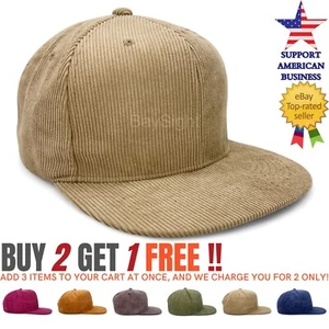Corduroy Snapback Adjustable Hat Baseball Solid Plain Blank Cap Men Women - Picture 1 of 30