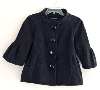 Chaqueta de lana Cynthia Steffe negra manga campana 3/4 cuello alto para mujer talla 2 Foto 1 de 4