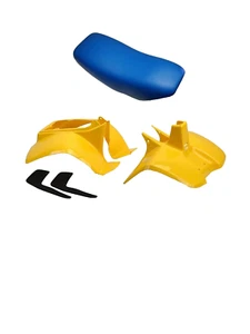 Plastics & Blue Seat For Suzuki LT50 Yellow Front, Rear Fender , Mudflaps - Picture 1 of 3