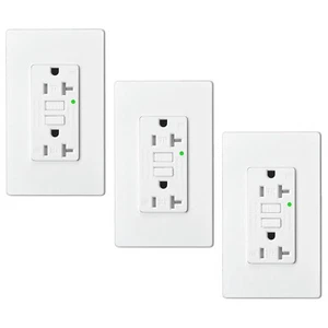 Presa presa a muro GFCI autotest 3 PK 20A con indicatore LED TR WR ETL bianco - Foto 1 di 12
