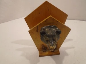 Vintage Black Bear Napkin /Letter Holder Wooden Cabin Lodge Camp woodland  Decor - Picture 1 of 6