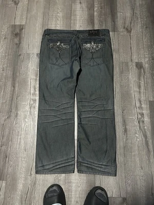 Jeans Do Denim Y2K Azul Metal Tachonado Solapa Sueltos Embellecidos Talla 42x32 Foto 1 de 4
