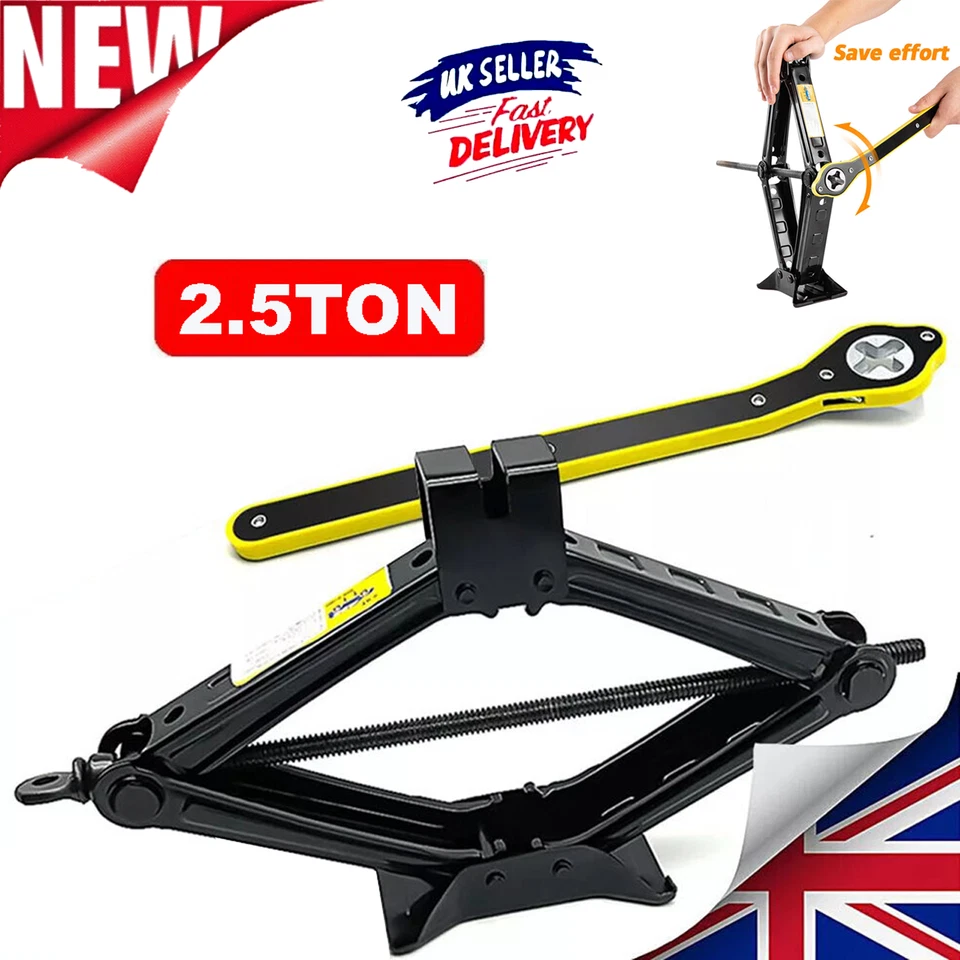 2.5 Ton Scissor Jack Lift Tool w/Crank Speed Handle Wind Up for Car Van Garage - Image 1 of 4