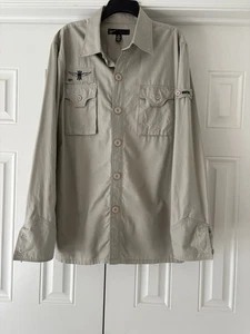 RARE Howe Fugitives Ride Motorcycle Grunge Long Sleeve Shirt Mens XL Sand Color - Picture 1 of 15