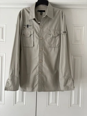 RARE Howe Fugitives Ride Motorcycle Grunge Long Sleeve Shirt Mens XL Sand Color - Image 1 of 4