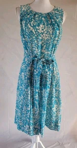 TALBOTS. Ärmelloses, bedrucktes Midikleid aus Seide & Baumwolle. Größe 8. Komplett gefüttert. - Bild 1 von 7
