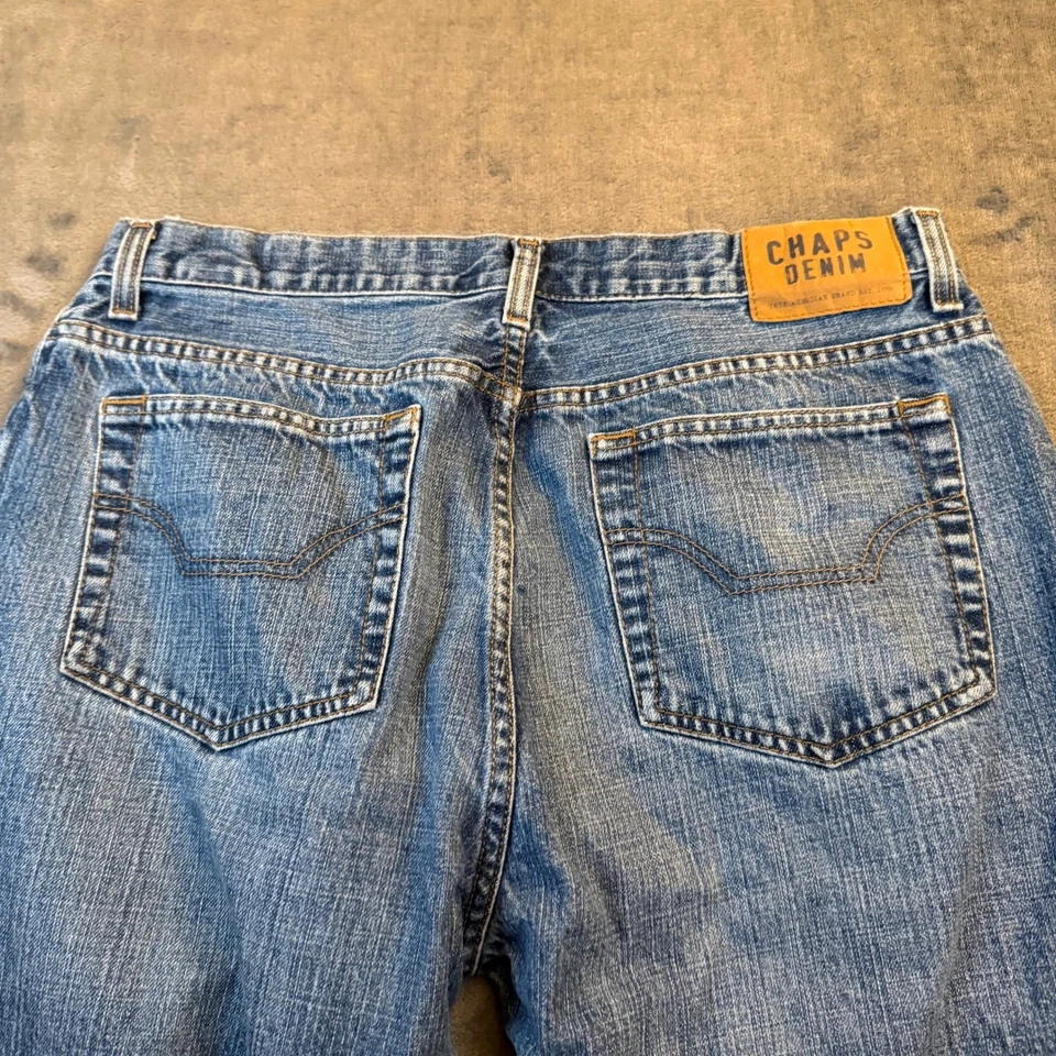 Chaps Denim Relaxed Fit Jeans Mens 34x32 Blue Cotton Straight Leg Casual - Image 1 of 4