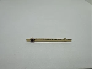 Vintage Ruby 14K Yellow Gold Brooch Bar Pin 44mm, Simplistic, Minimalist - Picture 1 of 12