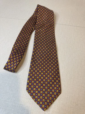 Vintage Burberry All Silk Necktie Red Floral Made In England - Image 1 of 4