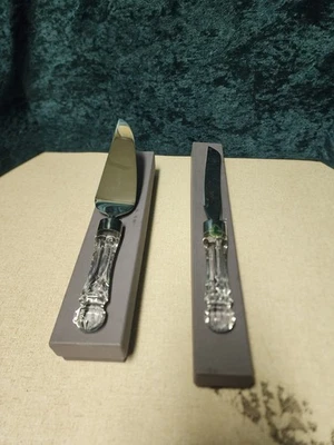 Faca e faca para servir bolo de noiva Waterford cristal chumbo/aço inoxidável Lismore - Imagem 1 de 4