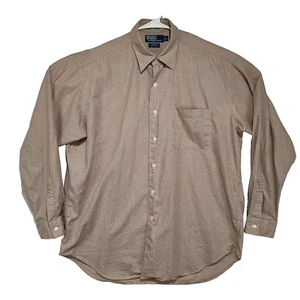 Polo Ralph Lauren Brown Checked Button Up Shirt Mens Large Kindred Cotton Pocket - Picture 1 of 5