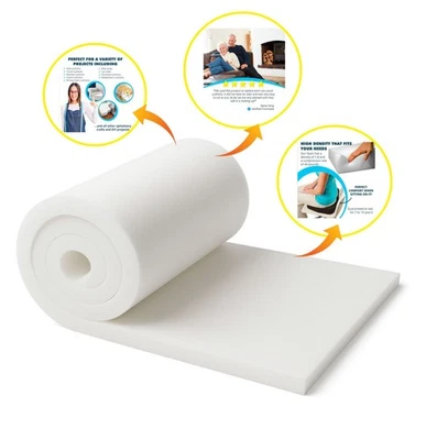 Premium High-Density Upholstery Foam Sheet Cut to Size Sofa Chair Bench Caravan - Image 1 of 4