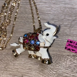 Collar elefante de cristal/esmalte de moda Betsey Johnson - Imagen 1 de 7