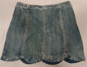 Falda Altar’d State Para Mujer Grande Azul Denim Mini Lavado Oscuro Cremallera Lateral - Imagen 1 de 8