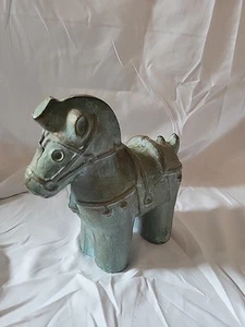 Vintage Cast Bronze Haniwa Horse Figure Sculpture Japan Heavy Modern - Picture 1 of 7