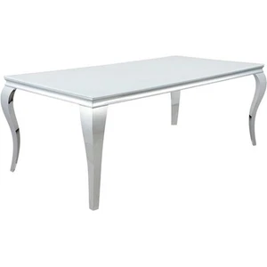 Coaster Carone Contemporary Rectangular Glass Top Dining Table in White - Picture 1 of 12