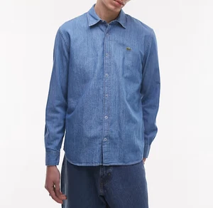 Lacoste Long Sleeve Denim Shirt Midwash Blue L - Picture 1 of 9
