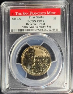 2018 S SACAGAWEA JIM THORPE $1 PCGS REVERSE PR69 50th Anniversary Silver Set - Picture 1 of 2