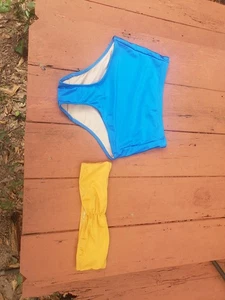 Los Angeles Apparel Swim Small High Waisted Bikini Ruched Bra Top Gold, Coral - Bild 1 von 6