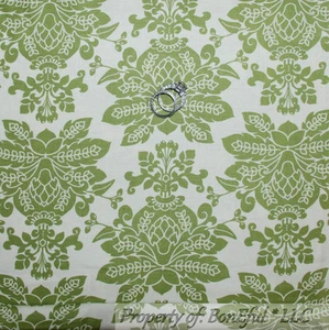 BonEful Fabric FQ Cotton Quilt VTG Moda Green Cream Flower Damask Leaf Cottage L - Picture 1 of 11