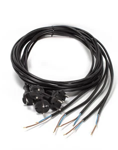 5x Kabel K6A-5 schwarz Stecker H05VV-F 2x1.0 2,6m Anschlussleitung Maschinen - Bild 1 von 1