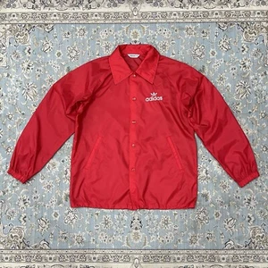 Vintage 90s ADIDAS Trefoil Track Suit Coach Jacket Mens Large Red Made In Japan - Picture 1 of 10
