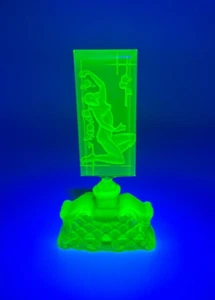 Vintage J. Pesnicak Uranium Glass Perfume Bottle Woman 6" Czech Republic, RARE - Picture 1 of 7