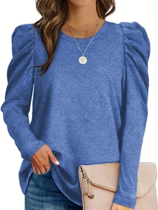 Shirts for Women Puff Long Sleeve Womens Blouses Casual Fall Tunic Tops - Picture 1 of 11
