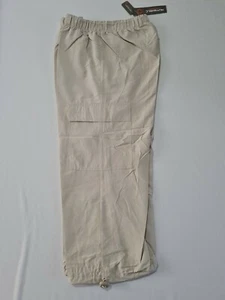 Ladies Cropped Trousers Nutshell Size M Elastic Waist Pockets light brown 4520 - Picture 1 of 12