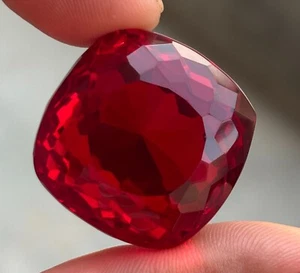 Certified BIG SIZE Natural Blood Red Ruby 90 Ct Cushion Loose Gemstone - Picture 1 of 14