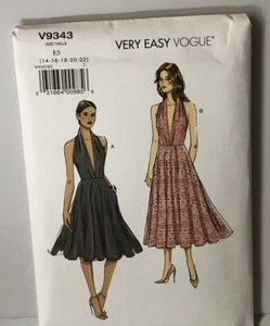 Vogue 9343 Sewing Pattern .Very Easy to Sew. Low/cut Flared Dress Sizes 14-22 UC - Picture 1 of 2