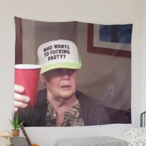 Who Wants to F-ing Party Tapestry, Mancave Tapestry,  Manspace Hanging Tapestry - Picture 1 of 6