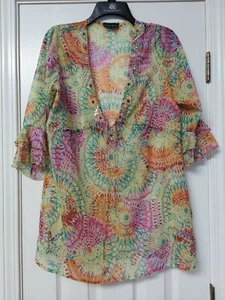SIMPLY RHONA MULTI COLOR EMBELISHED NECK SWIMSUIT COVER UP - PULL OVER - SIZE S - Bild 1 von 4