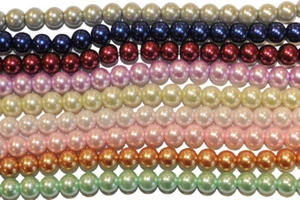 70 GLASWACHSPERLEN 6 MM DIVERSE FARBEN - Bild 1 von 27