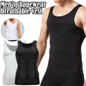 Men's Muscle Dri Fit Compression Vest Body Shaper Lightweight Summer Slim Top - Picture 1 of 21