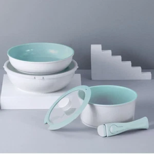 Neoflam FIKA Midas 8pc Nonstick Induction Pot with Lid Pan Set Detachable Handle - Picture 1 of 8
