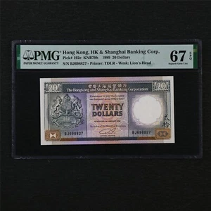 1989 Hong Kong HK & Shanghai Banking Corp 20 Dollars Pick#192c PMG 67 EPQ UNC - Picture 1 of 4