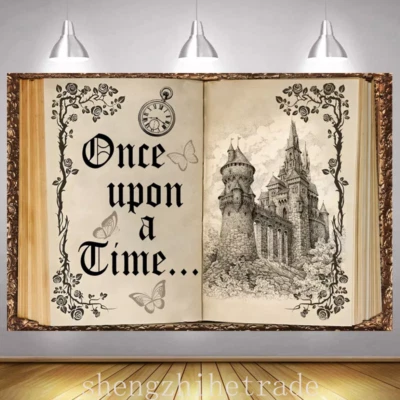 Érase una vez telón de fondo libros de cuentos de hadas foto fondo pancarta decoración Foto 1 de 4