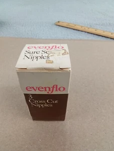 NUOVA scatola da 3 capezzoli vintage Evenflo LATEX bambino taglio incrociato anni 70 - Foto 1 di 12