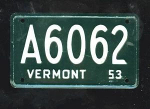 1953 Wheaties cereal premium license plate - Vermont - Picture 1 of 1
