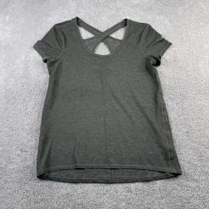 Lululemon Top Womens 6 Heathered Olive Green Extra Mile Crossback Running Gym - Picture 1 of 10
