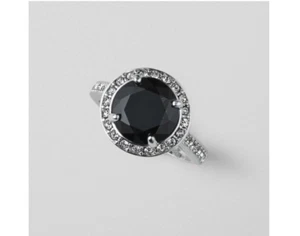 Avon Studio 1886 Black Round CZ Halo Cocktail Ring in Size 5-New In Box - Picture 1 of 1