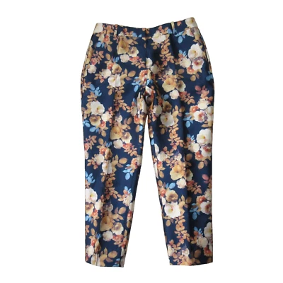 Nuevos con etiquetas Pantalones Florales Antiguos Café Capri Colección J.Crew en Midnight Ocean 4P Foto 1 de 4